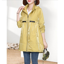 Western style mother temperament trench coat coat female long style English style loose belly belly glossy coat coat