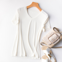 Modale Short Sleeve T-shirt Woman 2022 New V neckline with pure color slapped undershirt ice-breathable half-sleeve-body shirt