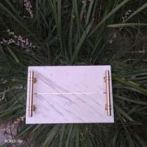  Crazy special natural marble rectangular tray Living room teacup plate Light luxury decorative plate Storage plate Storage plate