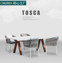 Nordic Outdoor Table And Table Rattan Woven Waterproof Sunscreen Terrace Open-air Dining Room Patio three-five-piece Balcony Small Table and chairs