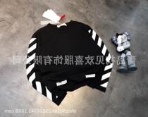 Cordon striped long-sleeved shirt with base T autumn round neck loose couple thin printed sweater