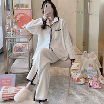 Autumn and winter Net red bursting coral velvet pajamas ladies 2021 New thickened can wear flannel home clothes