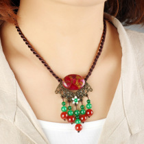 Ethnic style short necklace women handwoven jewelry natural agate crystal fashion choker decorative neck chain