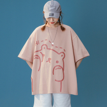 Big Code Short Sleeve T-shirt Woman Oversize Summer Bestie Lovers Dress Fat Mm Students Loose Korean Version Half Sleeve