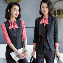 2020 new suit suit women autumn and winter temperament Plaid English style professional dress slim suit dress overalls