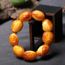 Natural Old Nectar Wax Handstring Amber Blood Perps Bracelet Single Ring Raw Stone with the shape of the original mine Men and women Gift clothes
