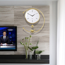 Watch households use a mute wall clock to light luxury modern minimalist living room 2021 new dining table wall to decorate the clock