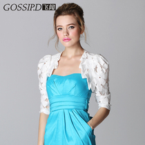 Bubble sleeve hollow lace shawl womens summer skirt dress small waistcoat outside Cardigan thin short coat