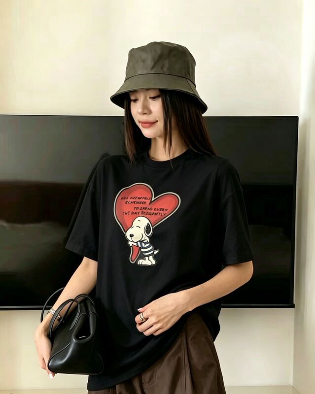 Early Autumn New Cartoon Snoopy Puppy T-Shirt Niche Relaxed Top 9329 Early Autumn New Cartoon Snoopy Puppy T-Shirt Niche Relaxed Top 9329