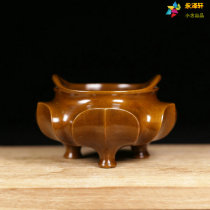 Qingsongtang incense burner Petal bridge ear furnace Hu Qingsong Hon Gong Copper Furnace Buddha Hall worship Buddha furnace Old furnace type