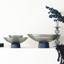 Light luxury color fruit plate ornaments Nordic living room household coffee table glass candy sushi plate personality dried fruit Basin