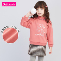 Desa girl sweater 2021 autumn and winter new middle and big childrens little girl fashion foreign style printed thick sweater
