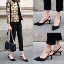 Fan-style teenage girl high heel shoe finer with pointed single shoe 2020 new small ck 100 lap sexy Baotou sandal summer