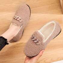 Cotton shoes women winter plus velvet warm Joker fashion wool shoes thick bottom outside wear moon Bean shoes home pedal