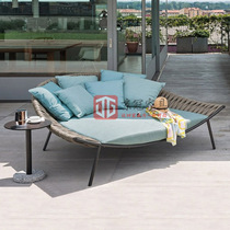 Outdoor furniture rope bed Villa rattan recliner leisure balcony creative courtyard large round bed aluminum alloy soft design