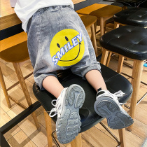 Boys pants summer handsome 2021 new foreign style three-point pants childrens Korean childrens clothing denim summer shorts tide