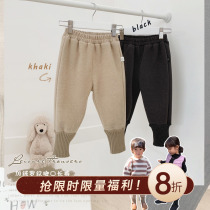 Cookie home baby shop with small expert BF wind woolen cloth with velvet ribbed foot trousers