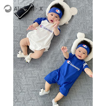 Baby jumpsuit summer cotton thin male and female baby short-sleeved newborn ha coat crawling dress out of the dress
