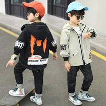 Boys jacket autumn clothes 2021 new middle and big children autumn Korean style children handsome jacket windbreaker foreign tide