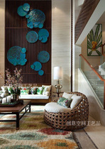 European metal lotus leaf lotus home wall decoration pendant hotel lobby corridor soft-fitting model room background wall Chinese style