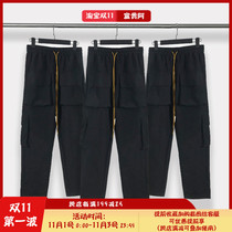(Fugui) overalls tactics multi-pocket drawstring sports leisure loose breasted trousers trend High Street pants