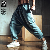 MuscleDog muscle dog sweatpants men loose embroidery hip-hop casual fitness 9-point trousers Wei pants tide