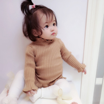Baby sweater pullover female child bottoming sweater white baby princess 0-1 year old girl knitted bottoming sweater spring