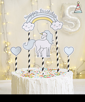 Manufacturer Direct Sales New Unicorn Cake Decoration Boy Girl Love Diamond Insert Flag Plugin Inserts