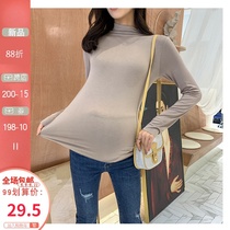 Pregnant women half high neck base shirt thin spring and autumn coat Korean version of clothes 2021 new long sleeve fashion