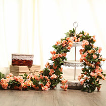 Simulation rose rattan chair Fake flower rattan air conditioning heating pipe decoration Wedding arch wall hanging vine plastic flower