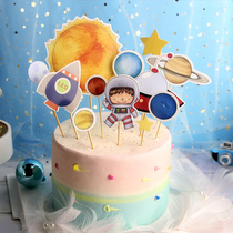 Bake cake decoration cosmic planet planet astronaut spacecraft Insert space theme boy cake decoration