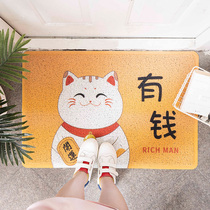 Japanese lucky cat cartoon cute floor washer wire scraping mud into the door doormat Household door into the home mat non-slip mat