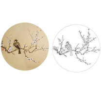 Gongbi painting white sketch background plum blossom Chu Yanchun retro wind flowers and birds hook line Physical print size optional CY22