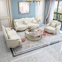 American light and luxurious solid wood sofas big family style living room 123 Composition modern minimalist Villa Decent Board Real Leather Sofa