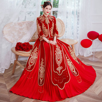 Velvet Xiuhe dress bride 2021 new Chinese summer wedding wedding dress female high-end atmosphere thin Xiuhe