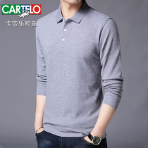 Crocodile pure cotton long sleeve t-shirt men in autumn new middle-aged men turned over pure color shirt and blouse mens coat