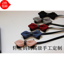 Childrens double-layer custom pure black parent-child bow tie male groom best man presided over the performance wild new chorus bow