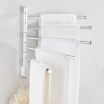 Free Punch Rotary Towel Rack Space Aluminum Bath Towel Rack Bathroom Toilet Suspension Multi-Rod Towel Rack Bathroom Pendant