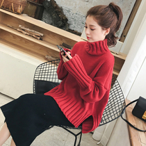 Turtleneck sweater womens long sleeve 2021 autumn and winter vintage Joker loose thick net red pullover bottoming sweater tide