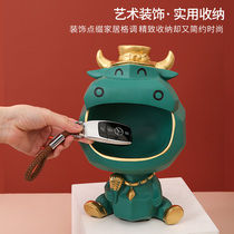 Cow ornaments Entrance key storage Lucky cow Creative Year of the Ox mascot decoration Living room housewarming New Year gift