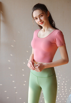 Bio Spring Yoga Clothing 21 Spring Summer Short Sleeve Umbilical Back Running Fitness Professional High-end Yoga Slim Top