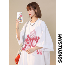 Large code short sleeve T-shirt woman loose Korean version oversize summer fat mm half sleeve design feeling small crowd student body