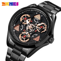 Moment beauty SKMEI watches to run table hollowed-out fashion upscale stainless steel with quartz waterproof mens table