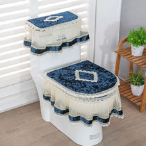 Lace toilet set three-piece toilet seat cushion cushion universal European Korean zipper suede warm