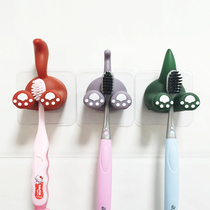 Wall-mounted non-perforated toothbrush holder adhesive hook mirror surface sticker no Mark nail-free toothbrush holder cartoon childrens electric toothbrush holder