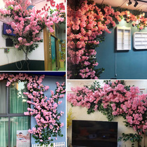 Simulation cherry blossom branch wedding fake tree plastic fake flower rattan soft decoration pipe restaurant mall ceiling landscaping living room