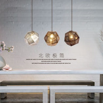 Nordic Postmodern Geometry Brief About Three Heads Restaurant Bar Terrace Stairs Mesh Metal Multi-faceted Ball Personality Iron Art Chandelier