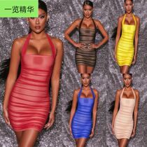 European and American nightclub ladies tight mesh skirt