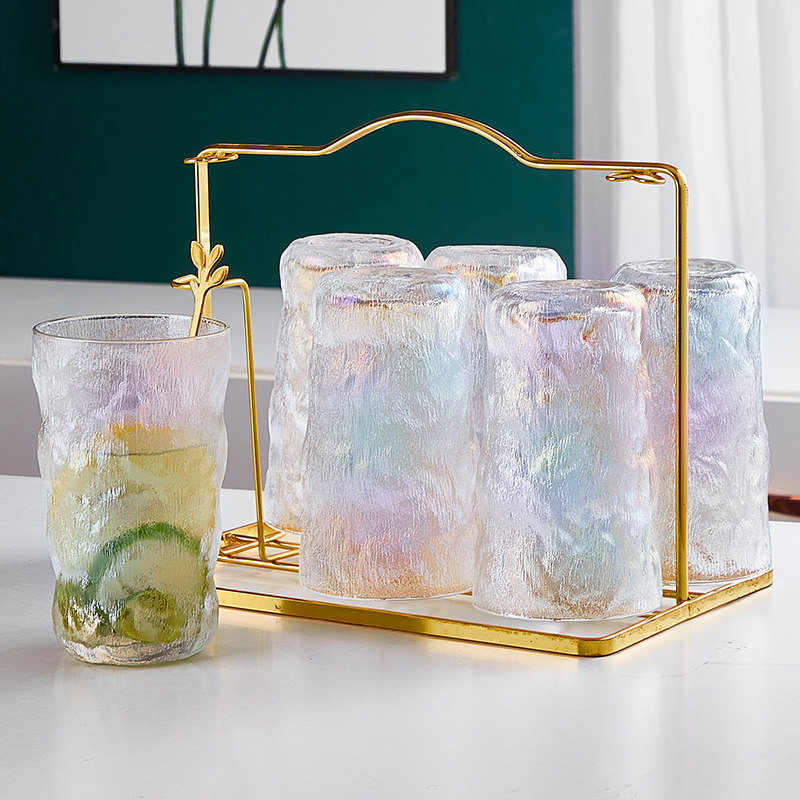 Six colors high value glacier cup gradient glacier gradient glacier glass cup household living room hospitality cup suit in wind tea