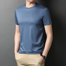 Light luxury and wild ~ mens welfare short-sleeved T-shirt mens summer ice silk casual round neck mulberry silk mens top